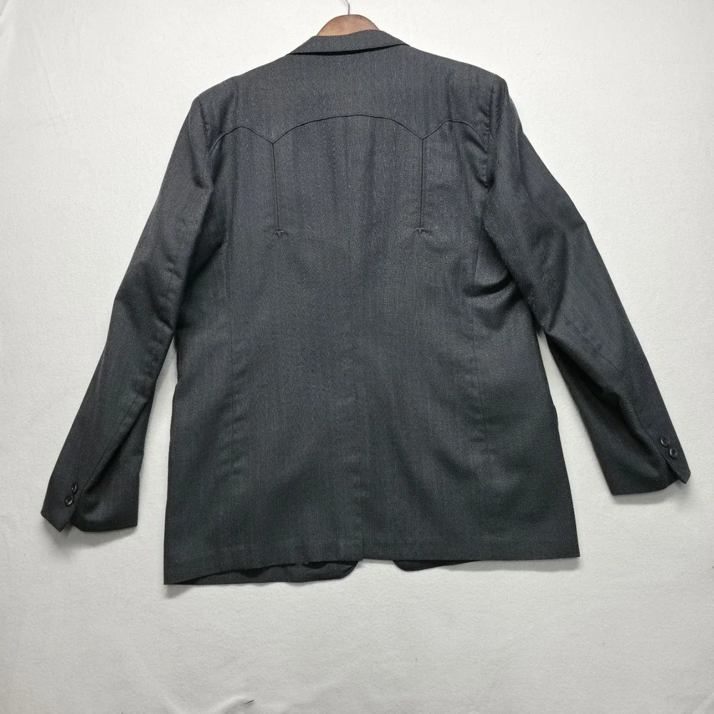 Vintage‎ Western Ranchman Outfitters Men's Gray Striped Western Blazer Size 44L